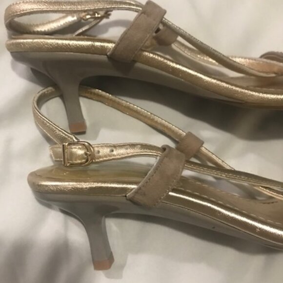 Golden champagne Leather sandals, size 8, NEW ! - Picture 4 of 6